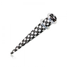 Checker Stripe Acrylic Ear Stretching Taper