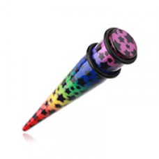 Rainbow Retro Star Acrylic Ear Stretching Taper