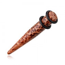 African Tan Leopard Acrylic Ear Stretching Taper