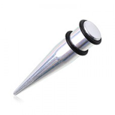 Iridescent Sliver Holographic Metallic Acrylic Ear Stretching Taper