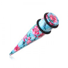 Blue Island Print Acrylic Ear Stretching Taper