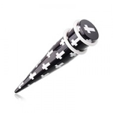 White Cross Acrylic Ear Stretching Taper