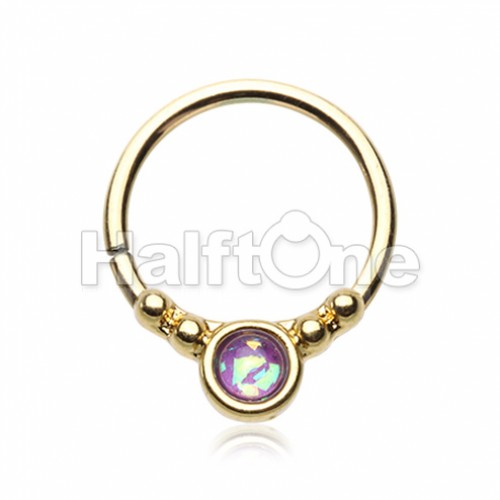 Classic Opal Inlay Bendable Twist Hoop Ring