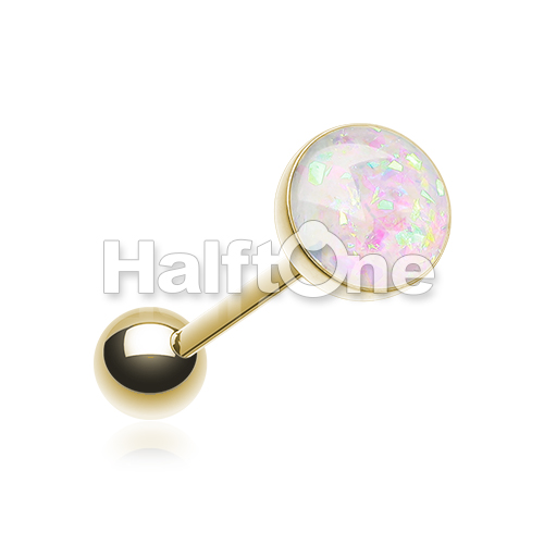 Golden Opal Sparkle Barbell Tongue Ring