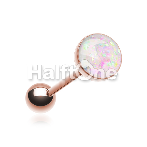 Rose Gold Opal Sparkle Barbell Tongue Ring