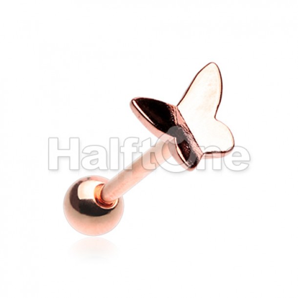 Rose Gold Dainty Flying Butterfly Barbell Tongue Ring