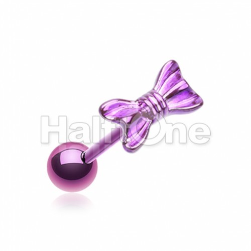 Colorline Ribbon Bow Tie Barbell Tongue Ring