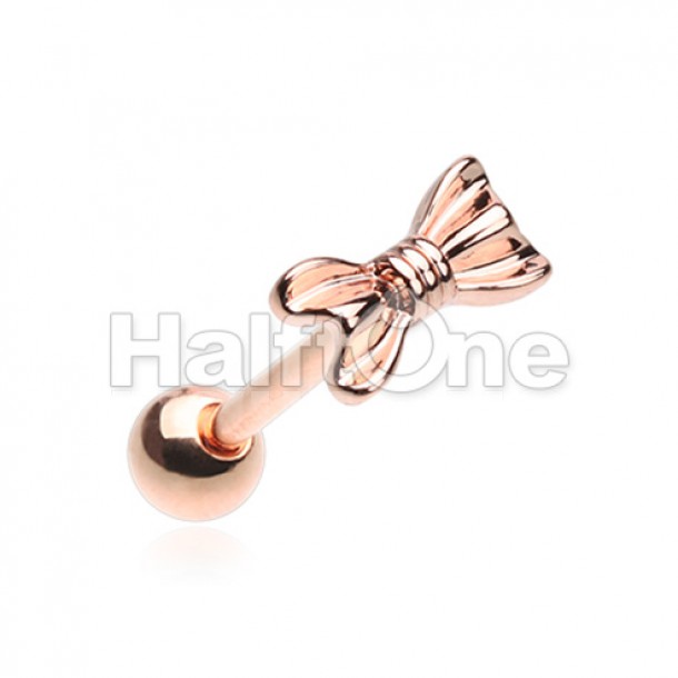 Rose Gold Bow Tie Steel Barbell