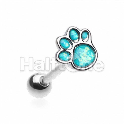 Animal Lover Paw Print Barbell Tongue Ring
