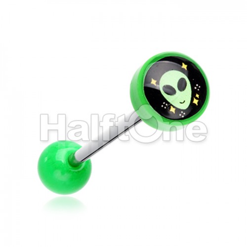 Out of this World Alien Logo Acrylic Barbell Tongue Ring