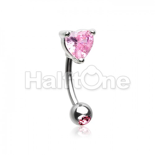 Heart Shape Gem Prong Curved Barbell Eyebrow Ring
