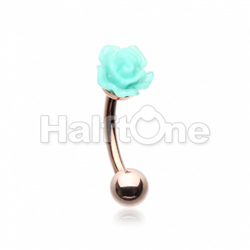 Rose Gold Dainty Rose Curved Eyebrow Ring