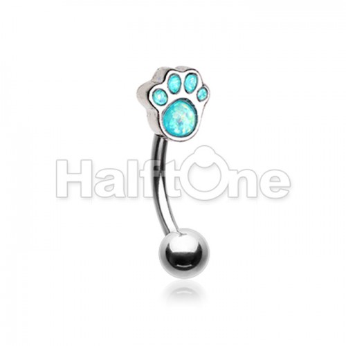 Animal Lover Opal Paw Curved Barbell Eyebrow Ring
