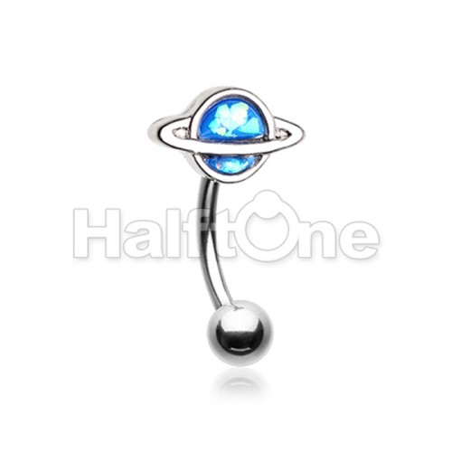 Saturn Planet Curved Barbell Eyebrow Ring