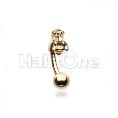 Buzz off Bumble Bee Curved Barbell Eyebrow Ring