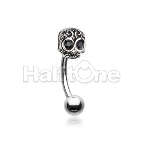 Calevera Skull Curved Barbell Eyebrow Ring