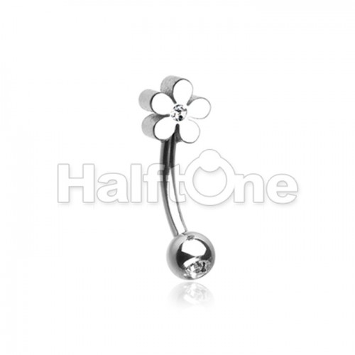 Grand Plumeria Flower Curved Barbell Eyebrow Ring