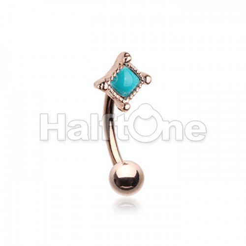 Rose Gold Turquoise Bohemian Curved Barbell Eyebrow Ring