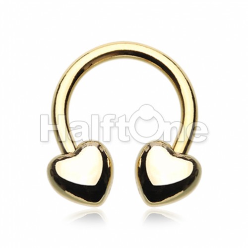 Golden Classic Heart Horseshoe Circular Barbell