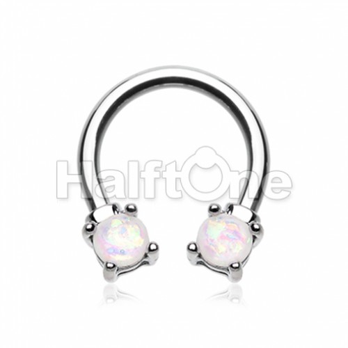 Prong Set Opal Glitter Horseshoe Circular Barbell