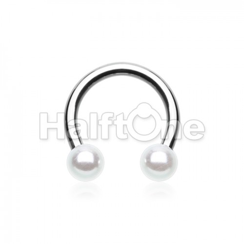 Luster Pearl Ball Steel Horseshoe Circular Barbell
