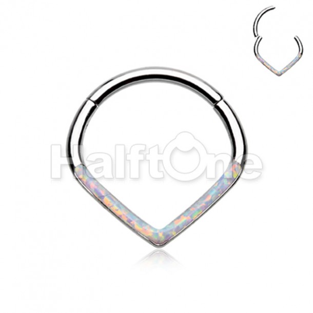 Victorian Opal Inlay Steel Seamless Hinged Clicker Ring Victorian Opal Inlay Steel Seamless Hinged Clicker Ring