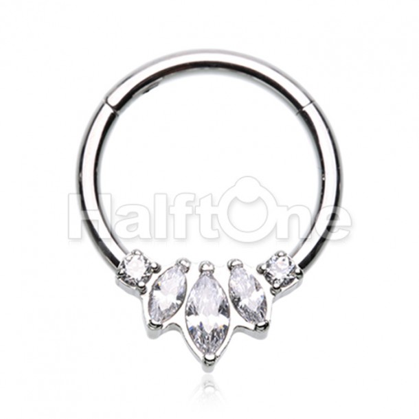 Gem Marquis Steel Seamless Hinged Clicker Ring Gem Marquis Steel Seamless Hinged Clicker Ring