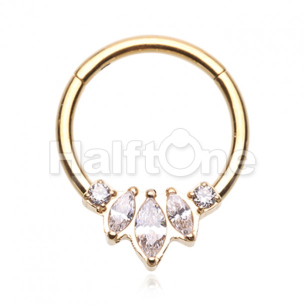Golden Gem Marquis Steel Seamless Hinged Clicker Ring Golden Gem Marquis Steel Seamless Hinged Clicker Ring