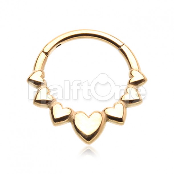 Golden Queen of Hearts Steel Seamless Hinged Clicker Ring Golden Queen of Hearts Steel Seamless Hinged Clicker Ring