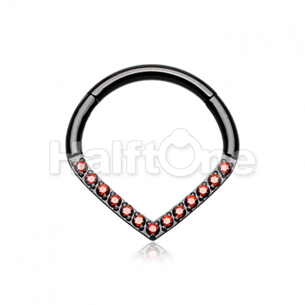 Black Victorian Teardrop Multi Gems Steel Seamless Hinged Clicker Ring Black Victorian Teardrop Multi Gems Steel Seamless Hinged Clicker Ring