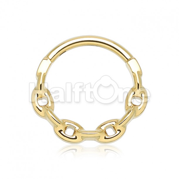 Golden Chain Link Steel Seamless Hinged Clicker Ring Golden Chain Link Steel Seamless Hinged Clicker Ring