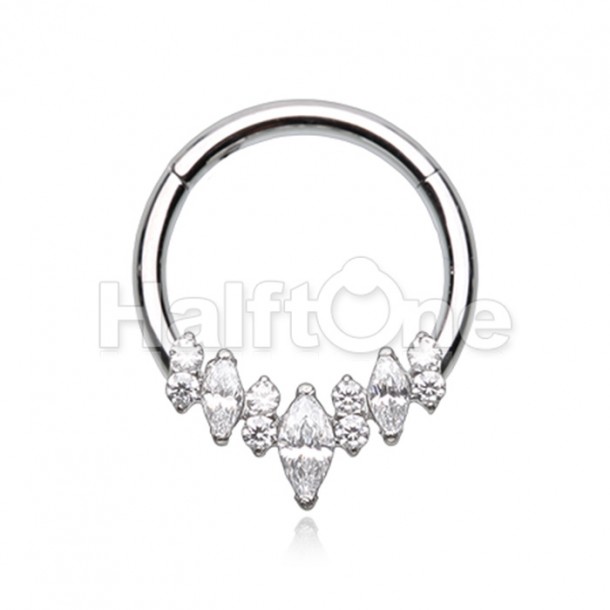 CZ Marquise Gem Steel Seamless Hinged Clicker Ring CZ Marquise Gem Steel Seamless Hinged Clicker Ring