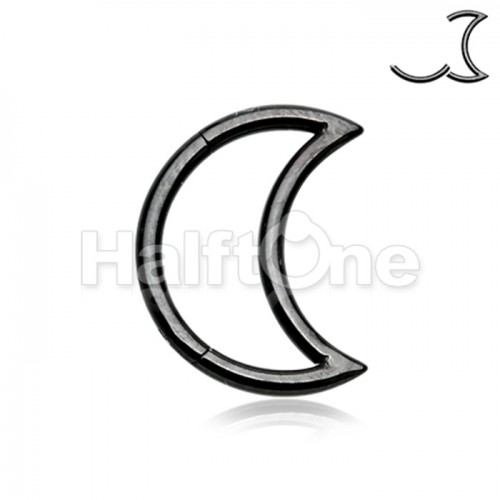 Black Moon Shape Steel Seamless Hinged Clicker Ring