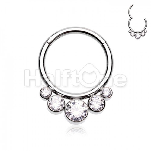 Cascading Gems Steel Seamless Hinged Clicker Ring