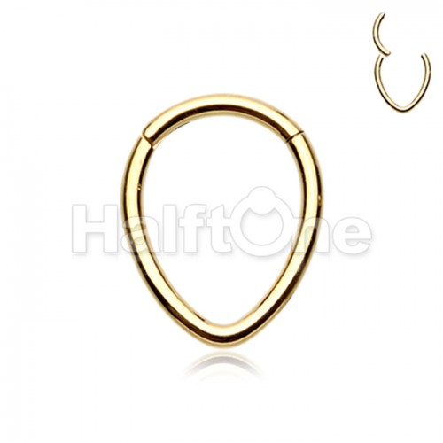Golden Teardrop Steel Seamless Hinged Clicker Ring