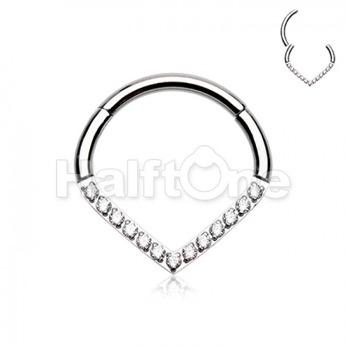 Victorian Teardrop Multi Gems Steel Seamless Hinged Clicker Ring