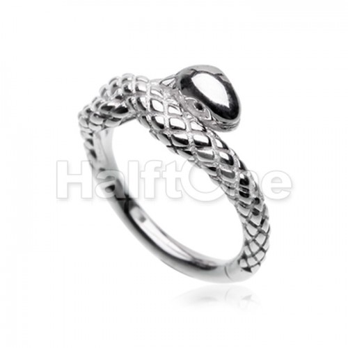 Slithering Snake Steel Seamless Hinged Clicker Ring