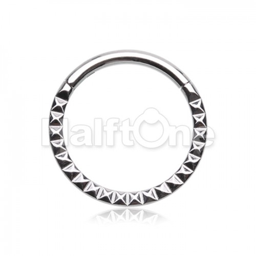 Pyramid Front Stamped Steel Seamless Hinged Clicker Ring