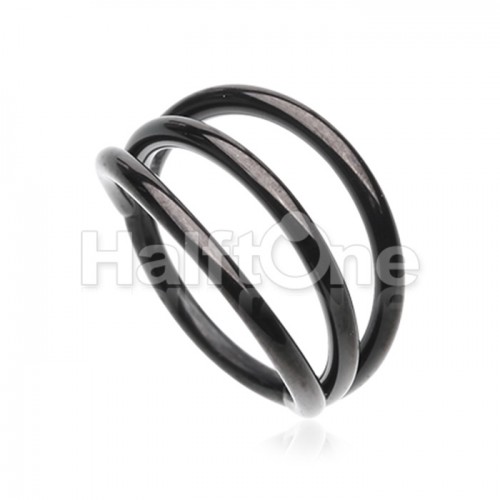 Black Triple Row Steel Seamless Hinged Clicker Ring