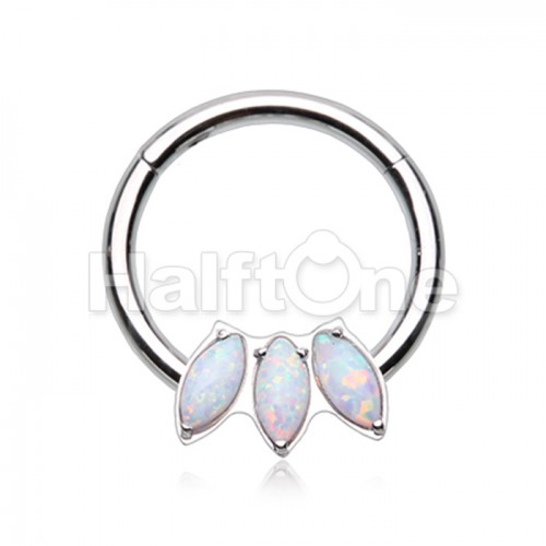 Triple Opal Marquis Steel Seamless Hinged Clicker Ring