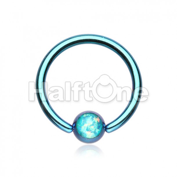 Colorline Synthetic Opal Ball Steel Captive Bead Ring Colorline Synthetic Opal Ball Steel Captive Bead Ring