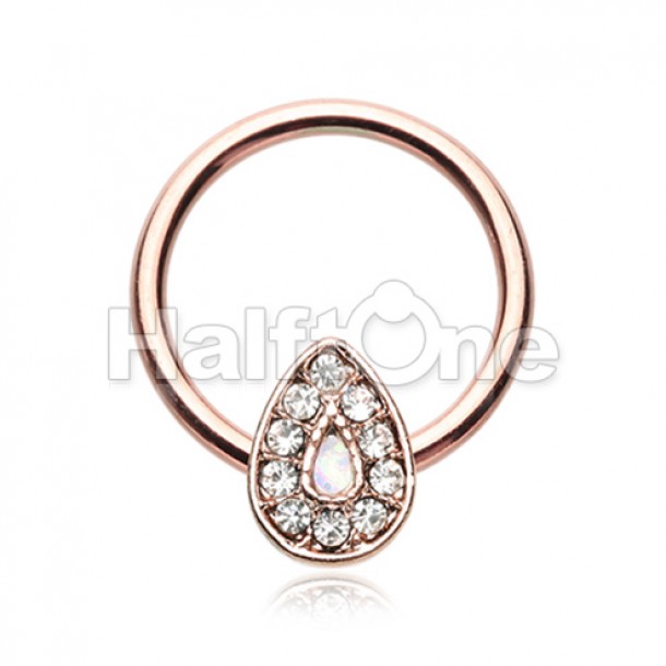 Rose Gold Glitter Opal Avice Steel Captive Bead Ring Rose Gold Glitter Opal Avice Steel Captive Bead Ring