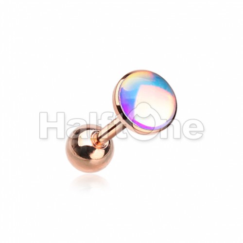 Rose Gold Convex Synthetic Moonstone Cartilage Tragus Earring