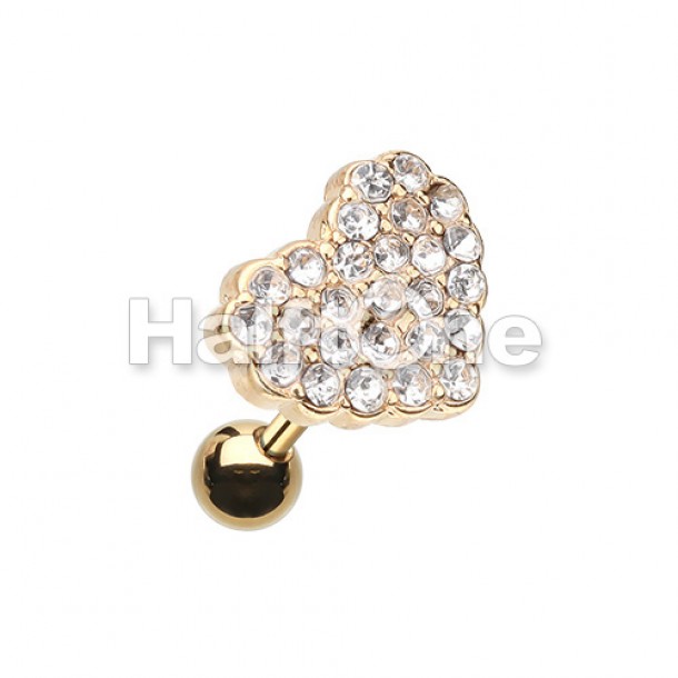 Golden Multi-Sprinkle Dot Heart Multi-Gem Cartilage Tragus Earring Golden Multi-Sprinkle Dot Heart Multi-Gem Cartilage Tragus Earring