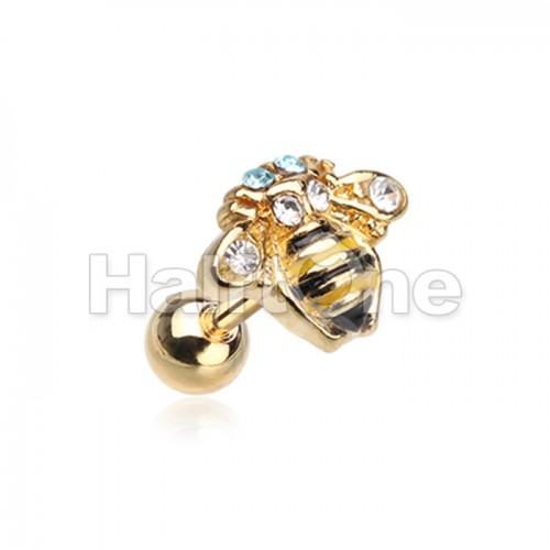Golden Queen Bee Cartilage Tragus Earring