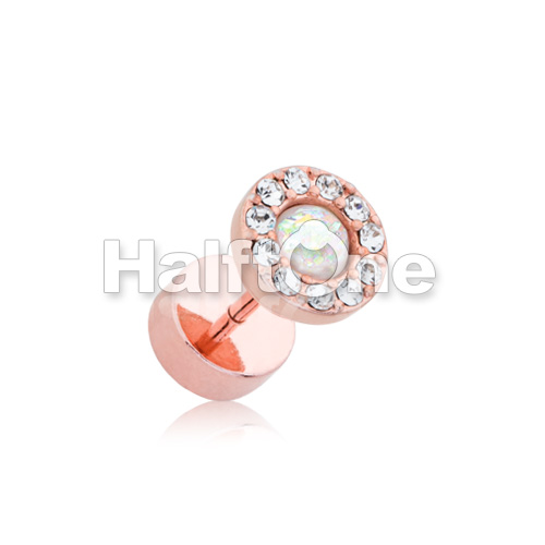 Rose Gold Opal Elegance Multi-Gem Faux Plug