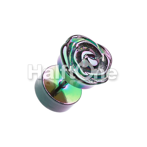 Full Bloom Rose Iridescent Metallic Pearl Fake Plug