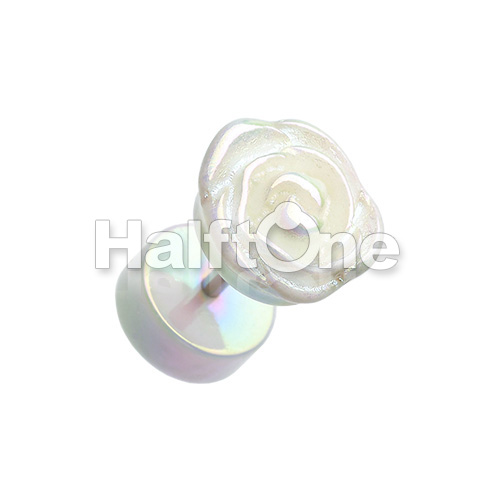 Full Bloom Rose Iridescent Metallic Pearl Fake Plug