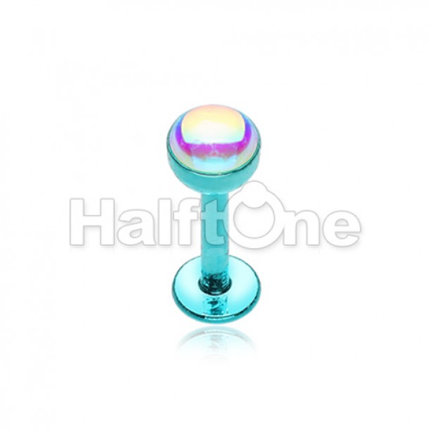 Colored Synthetic Moonstone Dome Steel Labret