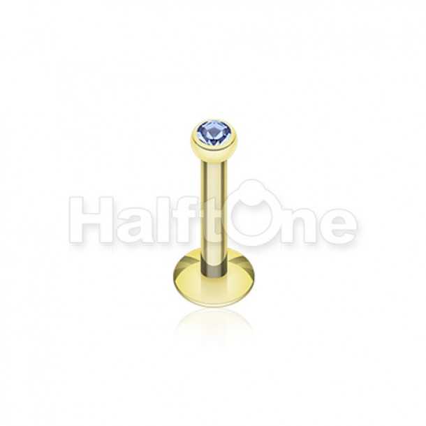 Gold Plated Gem Ball Internally Threaded Labret Gold Plated Gem Ball Internally Threaded Labret
